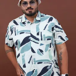 HIGHLANDER Plus Size Abstract Printed Cotton Casual Shirt-image-39