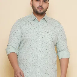 John Pride Plus Size Floral Printed Cotton Casual Shirt-image-84