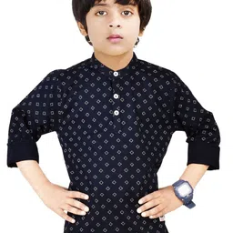 MADE IN THE SHADE Boys Comfort Mandarin Collar Conversational Printed Cotton Casual Shirt-1