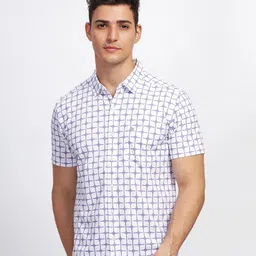 BULLMER Straight Fit Abstract Printed Spread Collar Short Sleeves Cotton Casual Shirt-image-70