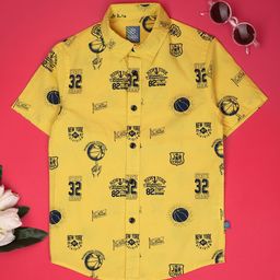 V-Mart Boys Short Sleeves Regular Fit Cotton Opaque Printed Casual Shirt-image-79