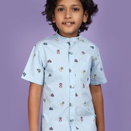 V-Mart Boys Conversational Printed Cotton Casual Shirt-image-99