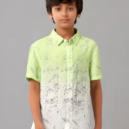 UNDER FOURTEEN ONLY Boys Abstract Printed Spread Collar Casual Cotton Shirt-image-49