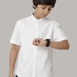 UNDER FOURTEEN ONLY Boys Micro Ditsy Printed Cotton Shirt-image-86