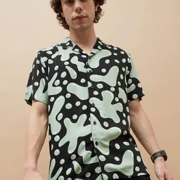 Fame Forever by Lifestyle Men Cuban Collar Abstract Printed Casual Shirt-image-53