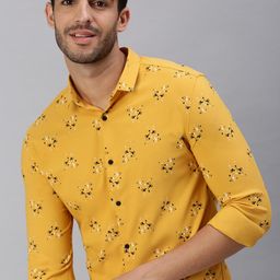 SHOWOFF Men Yellow Comfort Printed Casual Shirt-image-98