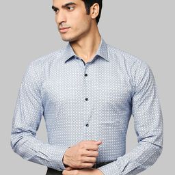 Park Avenue Men Blue Slim Fit Printed Formal Cotton Shirt-image-80