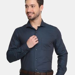 Blackberrys Men Blue Slim Fit Printed Formal Cotton Shirt-image-35