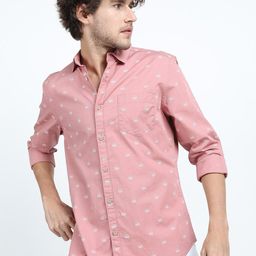 HIGHLANDER Men Pink Slim Fit Printed Cotton Casual Shirt-image-63