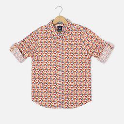 Allen Solly Junior Boys Slim Fit Floral Printed Roll-Up Sleeves Cotton Casual Shirt-22