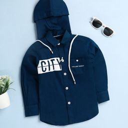 V-Mart Boys Typography Printed Hooded Twill Weave Cotton Casual Shirt-image-50