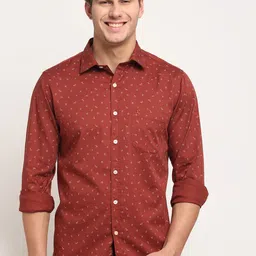 Cantabil Printed Spread Collar Cotton Casual Shirt-picture-30