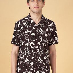 People Brown Floral Printed Casual Shirt-image-43