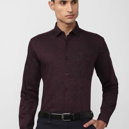 V Dot Slim Fit Floral Opaque Printed Formal Shirt-image-90