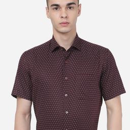 Greenfibre Spread Collar Micro Printed Formal Shirt-image-72