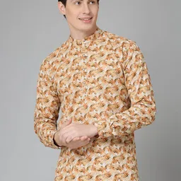 JADEBERRY Standard Opaque Printed Band Collar Cotton Casual Shirt-picture-10
