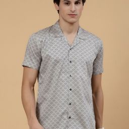 JADEBERRY Standard Geometric Printed Club Collar Cotton Casual Shirt-image-99