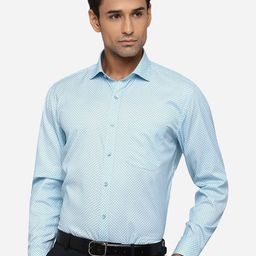 Greenfibre Men Blue Opaque Printed Formal Shirt-image-29