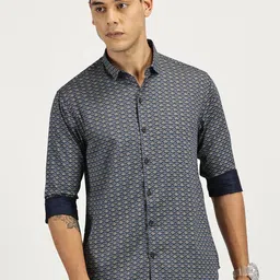 RAVINIK Men Abstract Printed Cotton India Slim Regular Fit Casual Shirt-picture-9