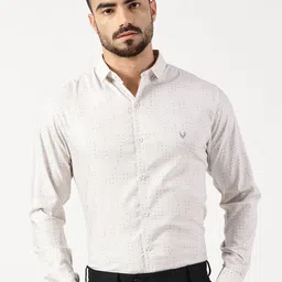 RAVINIK Men India Slim Fit Spread Collar Geometric Printed Cotton Formal Shirt-picture-11