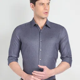 Arrow New York Slim Fit Micro Checked Formal Shirt-image-11