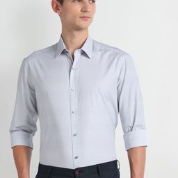 Arrow New York Spread Collar Slim Fit Opaque Printed Cotton Formal Shirt-image-98