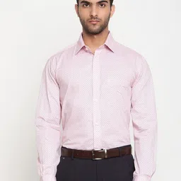 Cantabil Men Pink Original Semi Sheer Printed Formal Shirt-picture-47