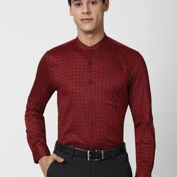 Peter England Elite Men Maroon Slim Fit Printed Formal Shirt-image-105