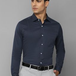 Louis Philippe Men Navy Blue Slim Fit Printed Formal Shirt-image-55