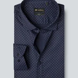 INVICTUS Men Easy Care Navy Blue & White  Pure Cotton Printed Sustainable Formal Shirt-image-41