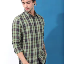 HIGHLANDER Men Slim Fit Tartan Checked Cotton Casual Shirt-picture-20