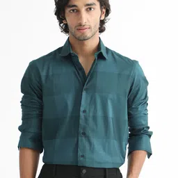 RARE RABBIT Men Santhe Checked Slim Fit Cotton Shirt-image-56