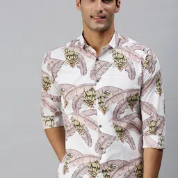 SHOWOFF Men White Classic Slim Fit Floral Printed Cotton Casual Shirt-image-82