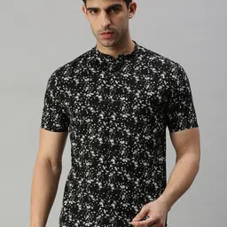 SHOWOFF Men Black Premium Slim Fit Floral Printed Cotton Casual Shirt-picture-12
