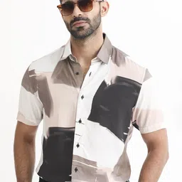 RARE RABBIT Men Canvas Slim Fit Abstract Printed Cotton Shirt-picture-5