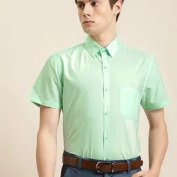 SOJANYA Men Green Classic Regular Fit Solid Pure Cotton Formal Shirt-image-91
