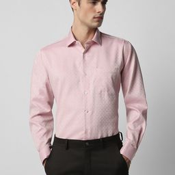 Van Heusen Self Designed Spread Collar Cotton Formal Shirt-image-71
