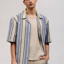 GANT Striped Cuban Collar Relaxed Fit Shirt-image-72
