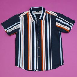 Hoop Boys Slim Fit Vertical Striped Cotton Casual Shirt-image-76