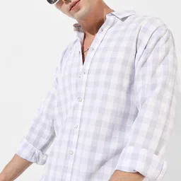 Campus Sutra Classic White & Blue Checked Cotton Casual Shirt-image-23