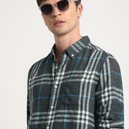THE BEAR HOUSE Slim Fit Tartan Checked Button Down Collar Twill Casual Shirt-image-46