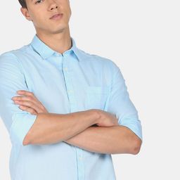 Flying Machine Cotton Linen Dobby Solid Casual Shirt-image-51