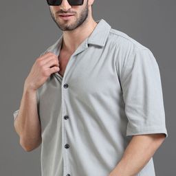 HERE&NOW Self Design Corduroy Weave Oversized Casual Shirt-image-57