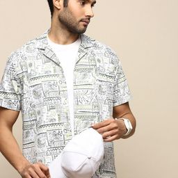 INVICTUS Club Slim Fit Abstract Printed Cotton Casual Shirt-picture-21