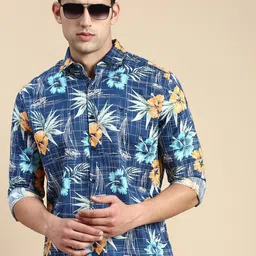 SHOWOFF Floral Printed Premium Slim Fit Cotton Casual Shirt-image-67
