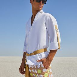 Crimsoune Club Nikhil Thampi Men White Standard Slim Fit Printed Casual Blazer Shirt-image-50