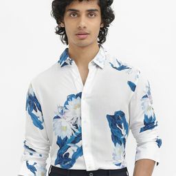 RARE RABBIT Men Lycro Floral Printed Slim Fit Opaque Shirt-image-31