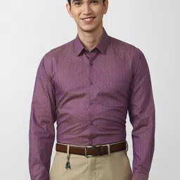 Peter England Men Pure cotton Purple Slim Fit Printed Formal Shirt-image-22