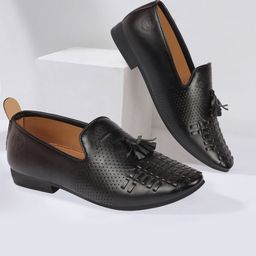FAUSTO Men Perforated Lightweight Tassels Mojaris-image-88