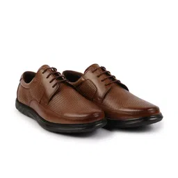 FAUSTO Men Genuine Leather Textured Formal Lace Up Formal Derbys-image-16